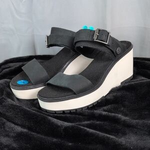 Timberland Black and White Platform Shoes with Chunky Sole